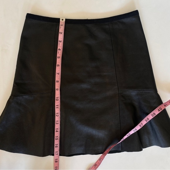 Sandro || Perforated Lamb Leather Flutter Mini Skirt Black 2 - Picture 8 of 9